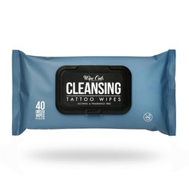 Wipe Outz Cleansing Tattoo Wipes for During Tattooing & Tattoo Aftercare - 8" x 6.5" Ready to Use, Soothing, Plant-Based, All-in-One Green Soap Wipes - Made in the USA - 40-Count (1 Pack)