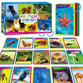 My First 120 Animals, 60PCS Realistic Zoo Animal Cards Farm/Wild/Marine Animals/Insects/Birds Flashcards Montessori & Science Educational Toys Preschool Learning for Homeschool Preschool Toddler Kids