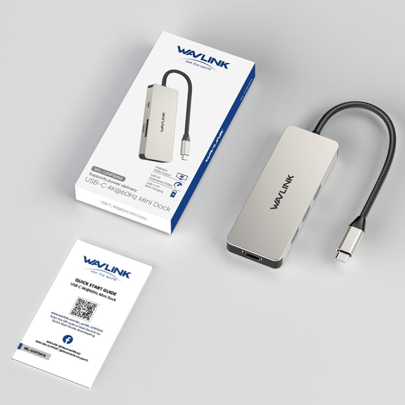WAVLINK 7-in-1 USB C Docking Station, Multi-Port Adapter, 4K HDMI