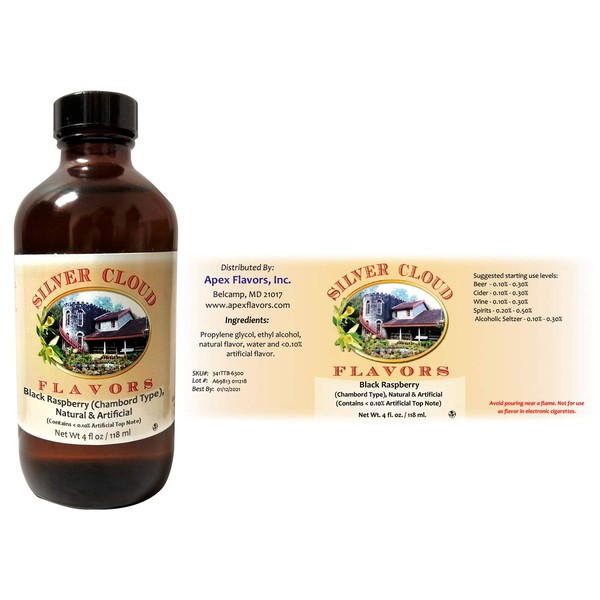 Black Raspberry Type, Natural & Artificial (Contains <0.10% Artificial Top Note) - TTB Approved - 4 fl. ounce bottle