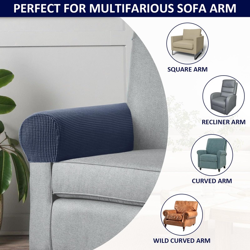 Kaket Sofa Arm Covers Grey, Anti-Slip Armchair Covers Slipcover Protector,