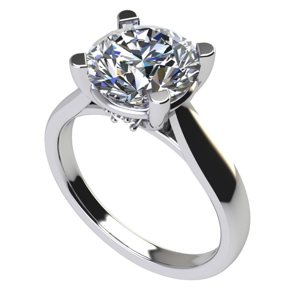 NANA Jewels Silver 10.00mm (4.00ct) Round Cut Zirconia Lucita Solitaire