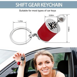 SHMZK Car Gearbox Keychain, Six Speed Manual Transmission Keychain, Creative Gear Shift Stick Keyring, Car Accessories (Red)
