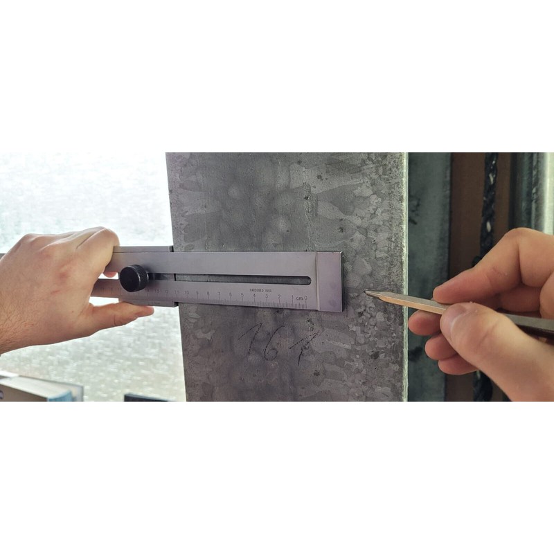 WRS Precision Marking Gauge, Matte Chrome-Plated, Lasered Scale, mm Graduation,