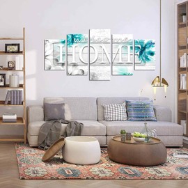 poetart Home Sweet Home Sign Teal Wall Art Décor Canvas Print Pictures Wall Décor for Bedroom Living Room Bathroom