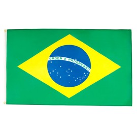 AZ FLAG - Brazil Flag - 150 x 90 cm - Brazilian Flag 100% Polyester with Brass Eyelets - 110 g