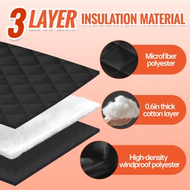 AC Covers for Inside to Protect AC and Winter Insulation, 3-Layer Wadded Insulation Air Conditioner Covers for Window Units Install with Hook-and-Loop Fasteners, 25"W x 17"H x 3.5"D - Black