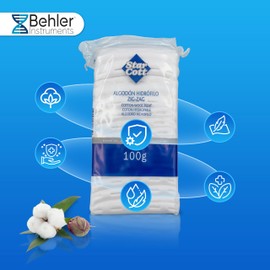 Star Cott Hydrophilic White Cotton Zigzag, 100 g, 100% Pure Cotton, Chlorine-Free Bleached, Cotton, Ideal for Treating Wounds and Skin Disinfection