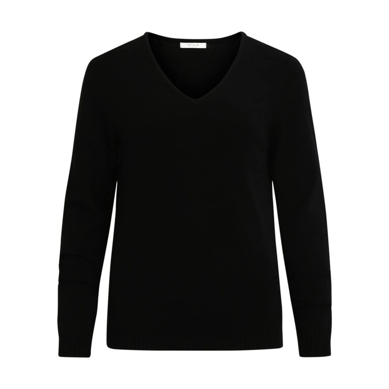VILA CLOTHES Women's's Viril L/s V-Neck Knit Top-noos Jumper Black