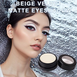 MEICOLY Off White Eye shadow,Beige Matte Cream Single Eyeshadow,Natural Nude Pressed Powder Eyeshadow,Long Lasting Matte Shade Eyelid Color,Pigmented Eye Makeup for Women and Girls