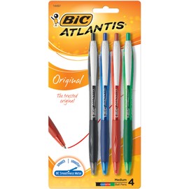 BIC Glide Retractable Ballpoint Pens, Medium Point (1.0 mm), Assorted colours, 4-Count Pack, Ultra Smooth Writing Pens