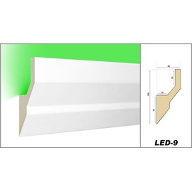 HEXIM LED Stucco Moulding Strips – Indirect Lighting with Ceiling Strips Made of Polyurethane (PU), Light and Opaque (2 m LED 9) Decoration Corner Spot Indoor