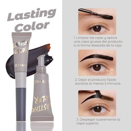 Tinte Para Cejas Peel off, ULTRAMO Gel Para Cejas, Color Semipermanente, Gel Para Tatuaje de Cejas con Pincel, Impermeable y a Prueba de Sudor, Dura  