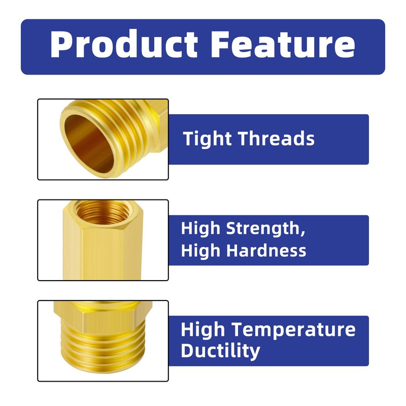 ERGAOBOY 1/2" x 1/2" BSP Brass Pipe Fitting, Hexagonal Nipple