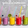 BHSTTNIXP 10 PCS Plastic Straws,Reusable Slush Straws,Simple Colorful Straw Spoon