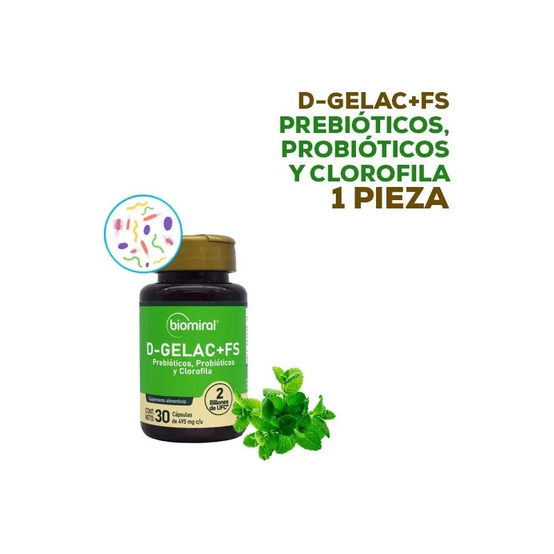 Biomiral D Gelac Fs Prebióticos Y Clorofila 30 Caps