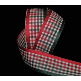 MIABE Ribbons Supplies for 5 Yard HTF Christmas Red Dark Green Jelly Gingham Ribbon 1 1/2" W for Gift Wrap, Holiday Decor, Garland, Gifts, Wrapping, Wreath, Gift Bow,Craft Projects.