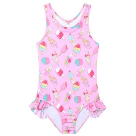QPANCY Trajes de baño de unicornio para niñas, trajes de baño de una pieza, Ice Cream, 8-9 Años