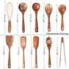 10 Pack Wooden Utensils for Cooking, Wood Utensil Set for