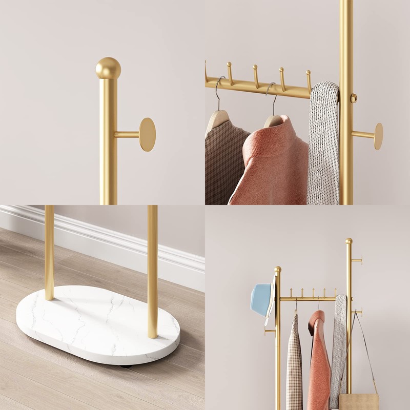 Smlttel Gold Clothing Rack With Shelves, Gold Coat Rack Freestanding
