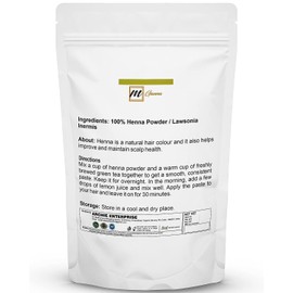 100% Natural Henna Powder Pure Lawsonia Inermis For Hair Dye and Color | No Gluten | No Parabens | No Fillers | No Sulfates | No PPD or Any Chemicals for Healthy Hair Care 0.50 LBS 227 GMS