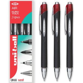 uni-ball Jetstream Retractable Rollerball Pens - SXN-210 RT - 1.0mm Nib - In Gift Box (Pack of 3, Red)