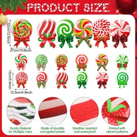 Huwena 30 Pcs Christmas Outdoor Hanging Decorations Snowflakes Candy Yard Signs Include 6 Plastic Yard Stakes 24 Double Sided Ornaments for Christmas Winter Holiday Garden Tree Decor(Candy Cane)