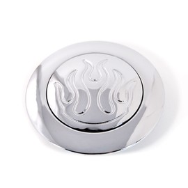 Flame Engraved Horn Button for GM 67-94 Billet Aluminum Chrome Finish