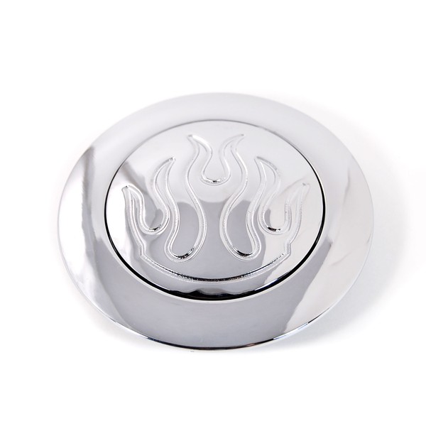 Flame Engraved Horn Button for GM 67-94 Billet Aluminum Chrome