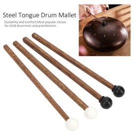 Steel Tongue Drum Hammer, 4 Pieces 16.5 cm Steel Tongue Drumsticks Kids Rubber Drumsticks Percussion Parts Wooden Musical Instrument Sticks Soft Rubber Head Percussion Accessories