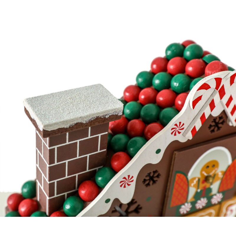 BRUBAKER Advent Calendar - Wooden Gingerbread House with 4 LED
