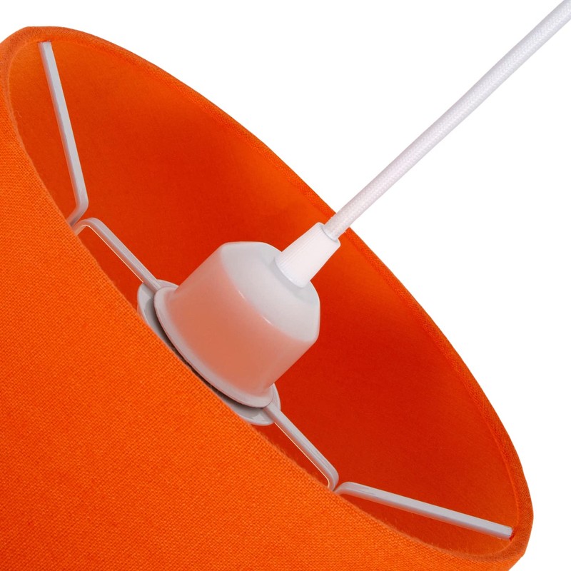 Traditional Shape Vivid Orange Linen Fabric Drum Table/Pendant Lampshade |