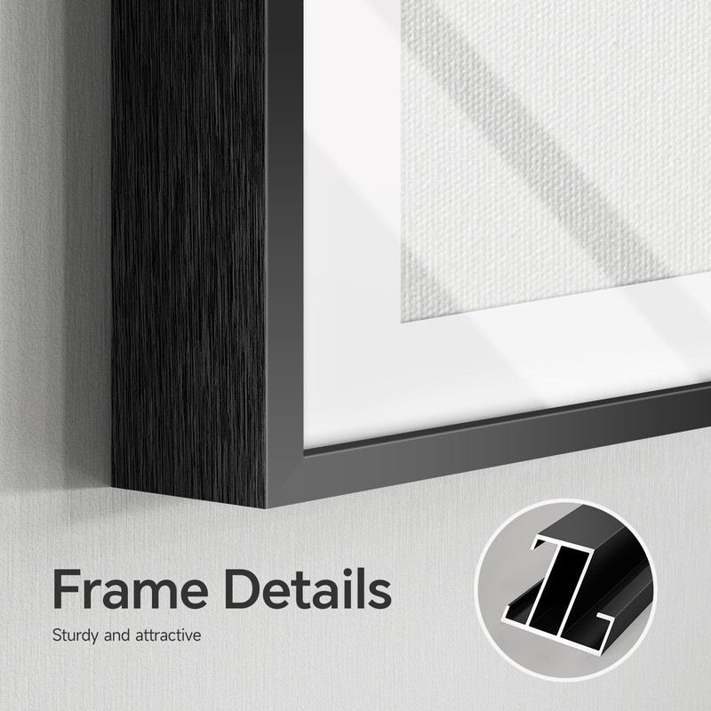 4 Piece Framed Neutral Abstract Modern Wall Art for Living