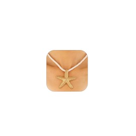 ALRNBY Gold Shell Necklace for Women Dainty Shell Pendant Necklace Choker Boho Accessory Trendy Summer Beach Jewelry Gift (Gold Star Fish)