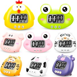 8 Pcs Cute Animal Kitchen Timer Digital Countdown Classroom Timer Magnetic Cartoon Decorative with LCD Large Visual Screen for Kitchen Cooking Classroom Whiteboard, 8 Styles