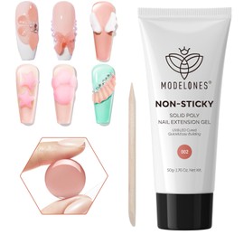 modelones Solid Builder Gel for Nails, Non-Sticky Poly Gel Upgraded Nail Extension Nude Hard Gel for Nails 3D Gel Nail Art Sculpting Gel Molding Gel Beginners-friendly 50g