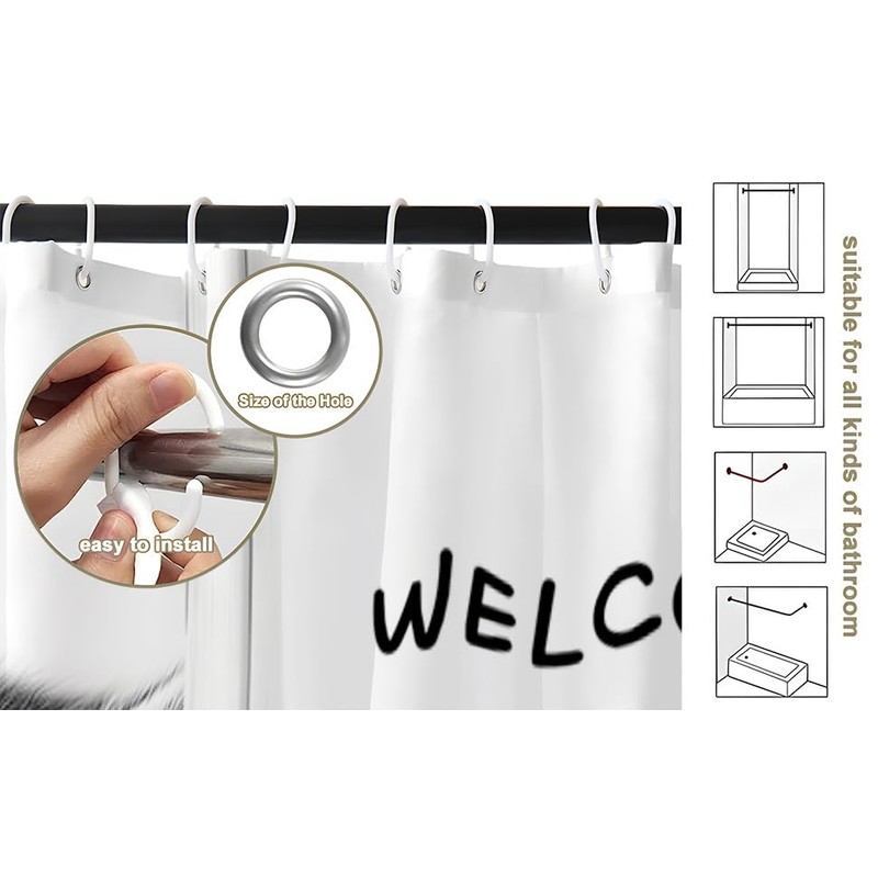 Funny Raccoon Shower Curtain Welcome to the Bathroom Polyester 70"x70"