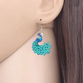 DALANE Acrylic Fun Blue Peacock Gifts Designer Dangle Earrings for Women Nature Inspired Cute Bird Dangling Earrings Hypoallergenic Jewelry for Bird Lovers Birthday Party Charms (Blue)