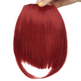 Clip On Front Fringe Hair Piece Clip In Bangs Fringe Cute Hair Extensions Straight Hairpieces Invisible - Dark Red