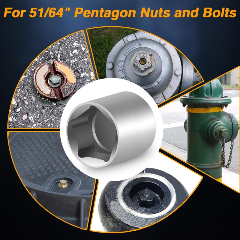 EVRBUL Stainless Steel Penta Socket 3/8" Drive 51/64" 5-Point Utility