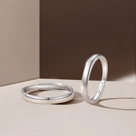 FANCIME Women's Men's Pair Ring, Silent Love, 2 Piece Set, Silver, S925, Simple, Couple, Proposal, Engagement Ring, Sterling Silver, Christmas, Matching, Anniversary, Matching Gift, Gift Wrapping