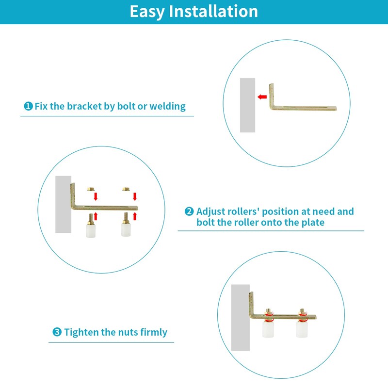 Skelang Slide Gate Guide Roller with L Post Bracket, Dual