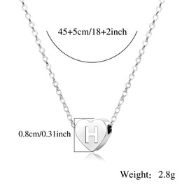 KENYG S925 Silver A-Z Capital Initial Heart Pendant Necklaces for Women Girls Lady for Christmas Birthday Graduation,Women Choker Tiny Necklaces Fashion Jewellery (H)