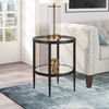 Henn&Hart Modern Round Side Table with Glass Top in Blackened