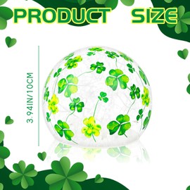 St Patrick's Day Decorations Lighted Glass Ball Tabletop Decor Crackle LED Glass Orb Night Light with Clover Pattern Sphere Table Lamp for Indoor Living Room Bedroom Office Table Decor Festival Gift