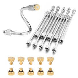 10X Flexible Mister Extensions with Nozzle Kits 5.9 Inch Brass Mist Rod for Mister Nozzles Bendable Copper Extended Pole 10/24 UNC Thread Outdoor Cool Misting System (10, Extensions with Nozzle)