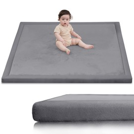 Ultra Soft Baby Play Mat 50x50 – 1.3" Thick Foam Crawling Mat for Infants & Toddlers, Non-Slip Tatami Playpen Floor Mat (Dark Grey)