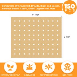 Air Fryer Disposable Parchment Paper Liners: 150pcs Airfryer Liners 9x11 Inch Perforated Rectangular Paper Sheets Basket Liner Accessories For Toaster Oven Xl Air Fryer