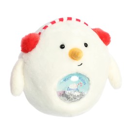 Aurora® Festive Holiday Snowglobe Bellies™ Warmest Wishes Snowman™ Stuffed Animal - Seasonal Cheer - Heartwarming Gifts - White 5 Inches