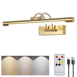 HavenGlow Picture Frame Light,16.14 inch Wireless Picture Lights Rechargeable for Wall with Remote,5000mAh 3CCT Dimmable and Timer Remote Art Lighting for Paintings for Pictures Display,Gold